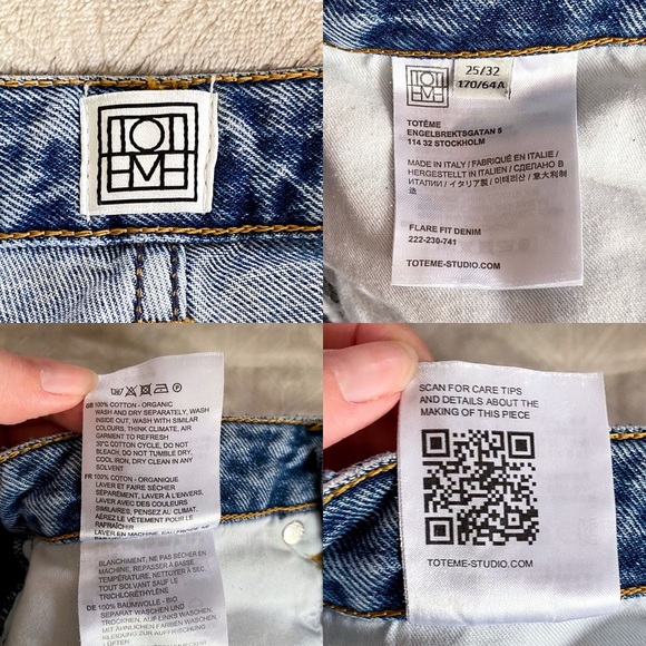Toteme Flare Fit Denim High Waist Wide Leg Crop Jeans Washed Blue Size 25 EUC - Picture 8 of 9